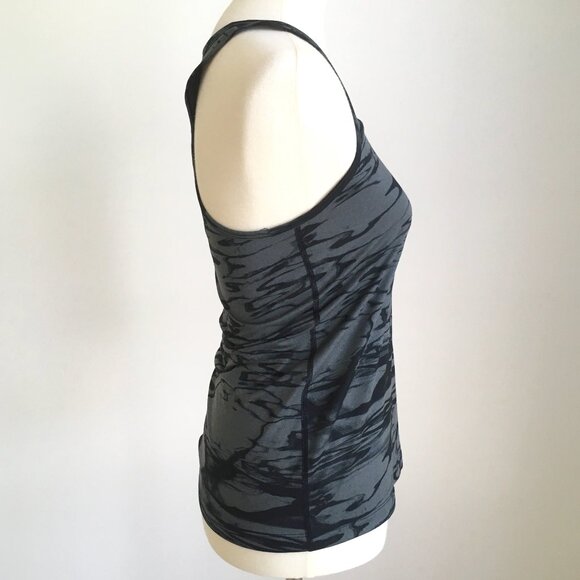 Nike DriFit Tank Top Small Green Black Racerback Graphic Marbled Print Running - Picture 3 of 9